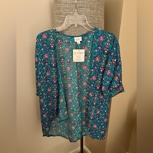 LuLaRoe Teal and Purple Kids Blouse